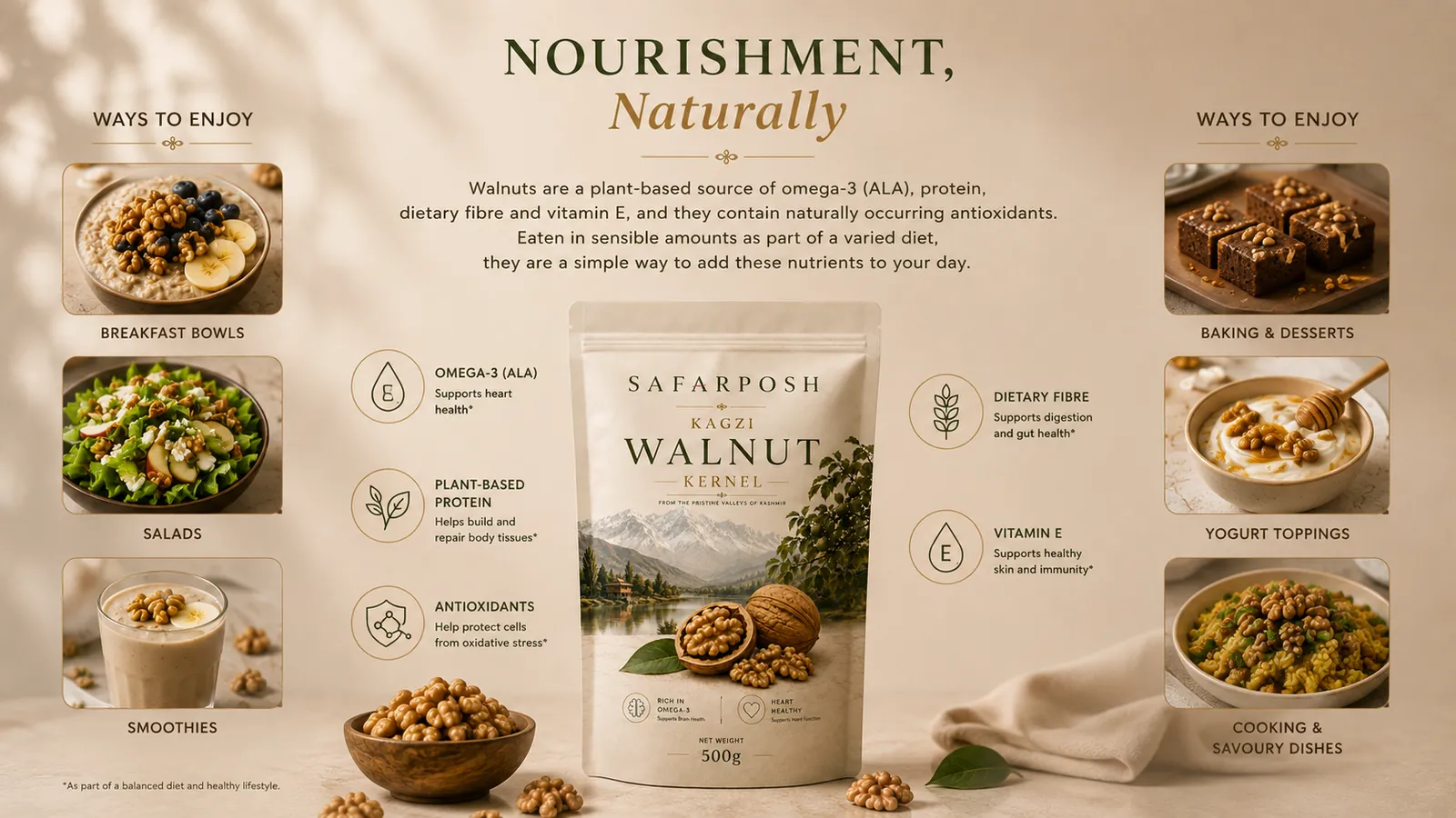 Ways to enjoy SafarPosh Kagzi walnut kernels
